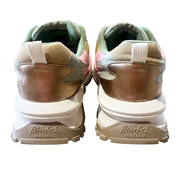 Blowfish Suede Sneakers Women’s 10 Chunky Pink Green Retro Metallic Platform - Picture 10 of 13